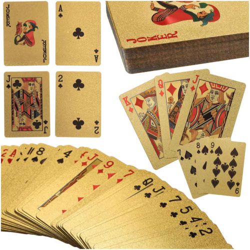 Karty do gry zestaw kart poker plastikowe złote talia 54szt.