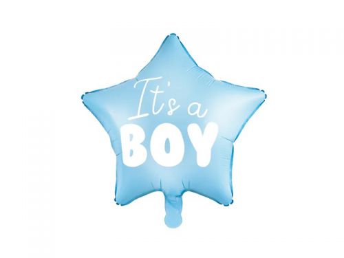 Balon foliowy \It\'s a boy\ na baby shower gwiazda niebieska 48cm